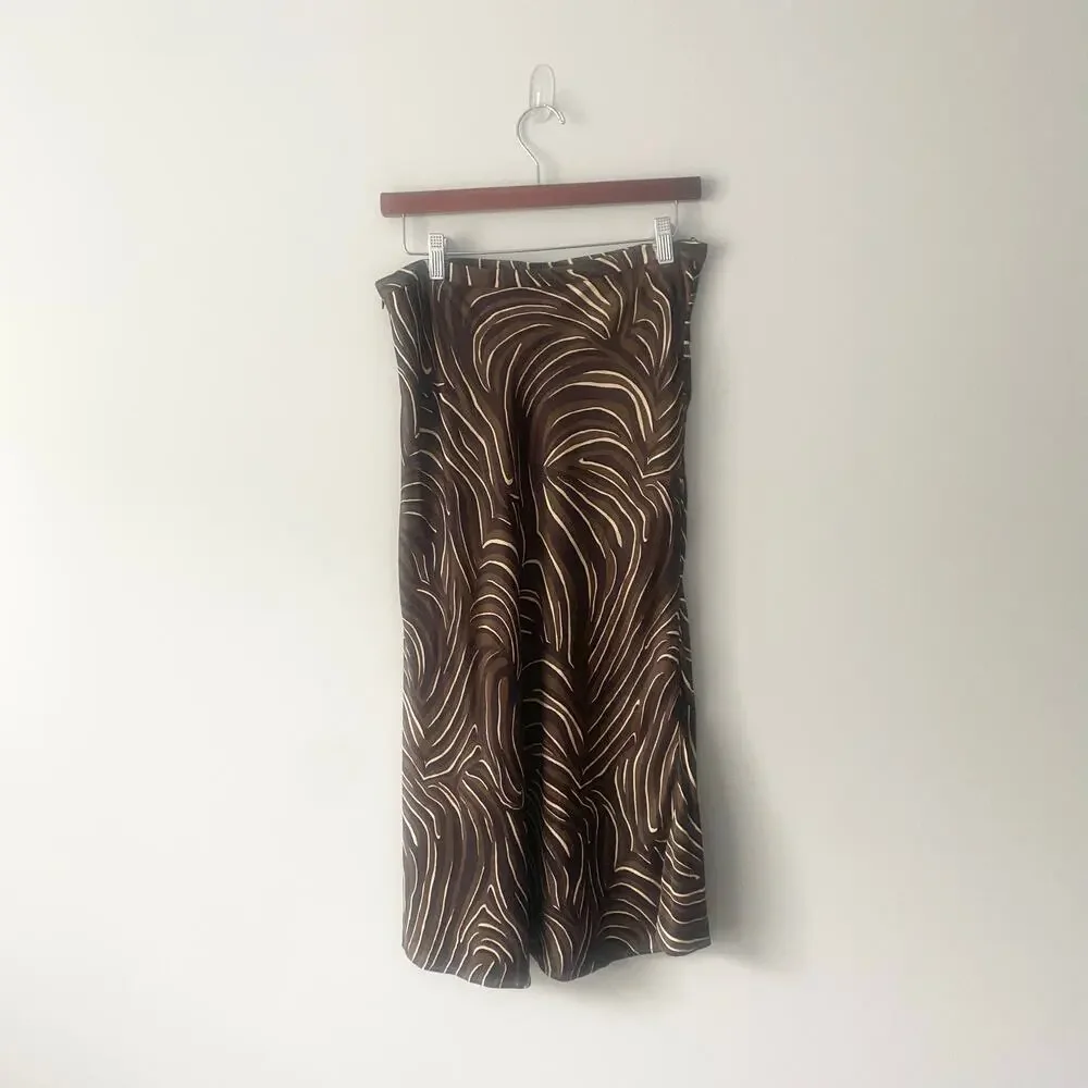 J. McLaughlin Louisa May Skirt Zambria Bias Black Brown Midi‎ Size 8 - Picture 3 of 7